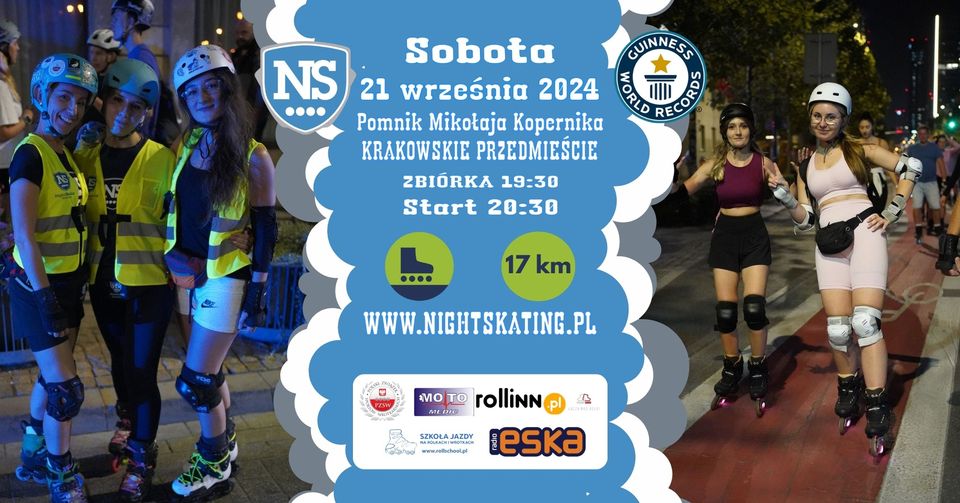 Nightskating Warszawa 21.09 (sobota) ZAKOŃCZENIE SEZONU (POZIOM 1)