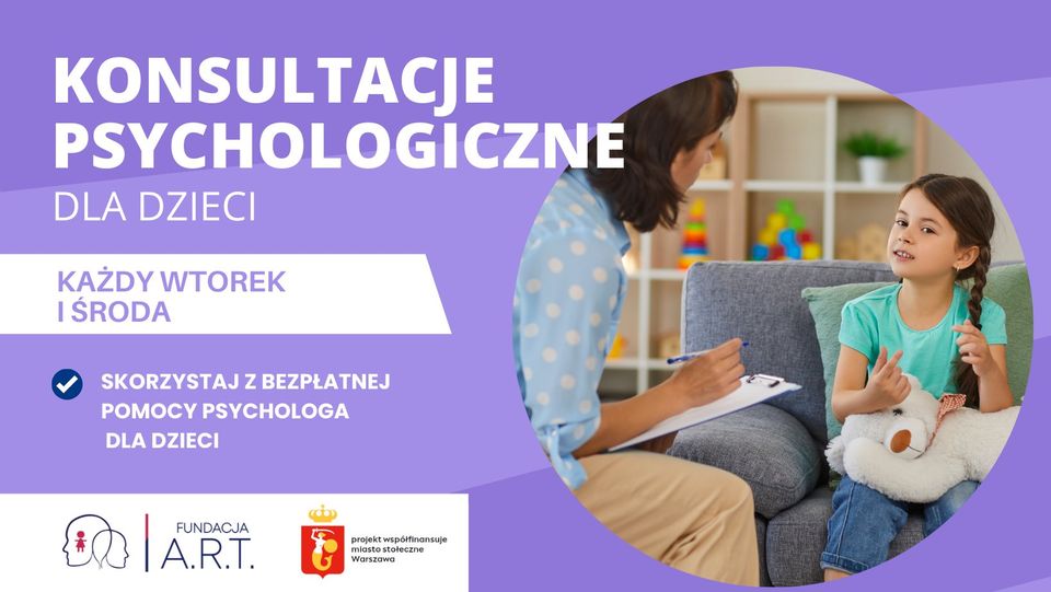 Bezpłatne konsultacje psychologa dziecięcego w Fundacji ART