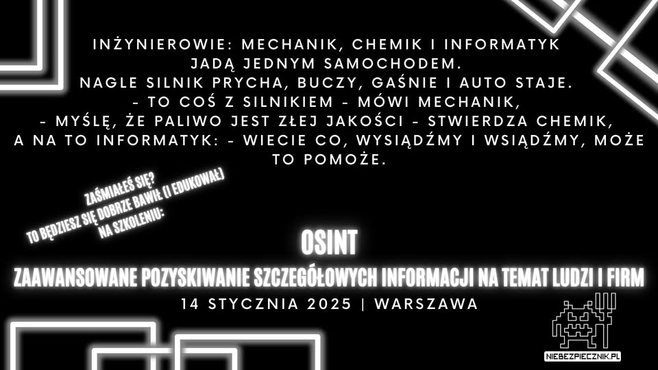 Szkolenie OSINT - zaawansowane pozyskiwanie informacji