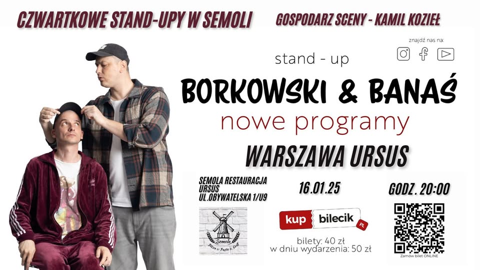 Czwartkowe Stand-upy w Semoli - Jasiek Borkowski i Rafał Banaś