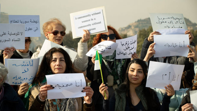 Syria jest kobietą. Solidarnie w walce z imperializmem i fundamentalizmem. Demonstracja w Warszawie.