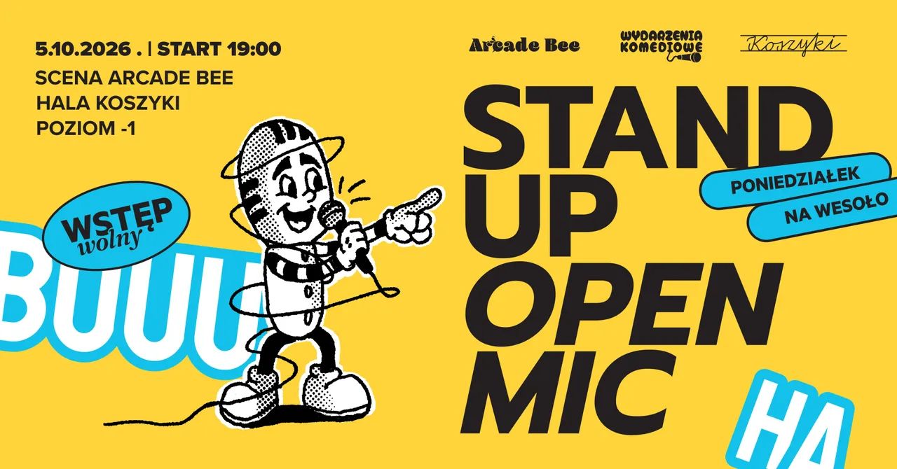 Stand Up Open Mic w Arcade Bee Hala Koszyki x Wydarzenia Komediowe